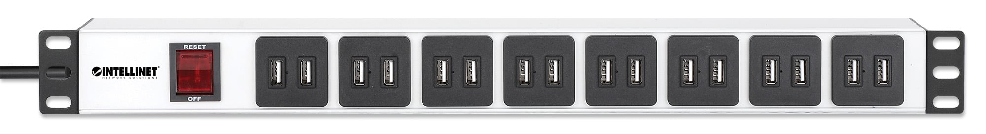 Multipresa per Rack 16 uscite USB tipo A Spina Schuko Angolata 1U