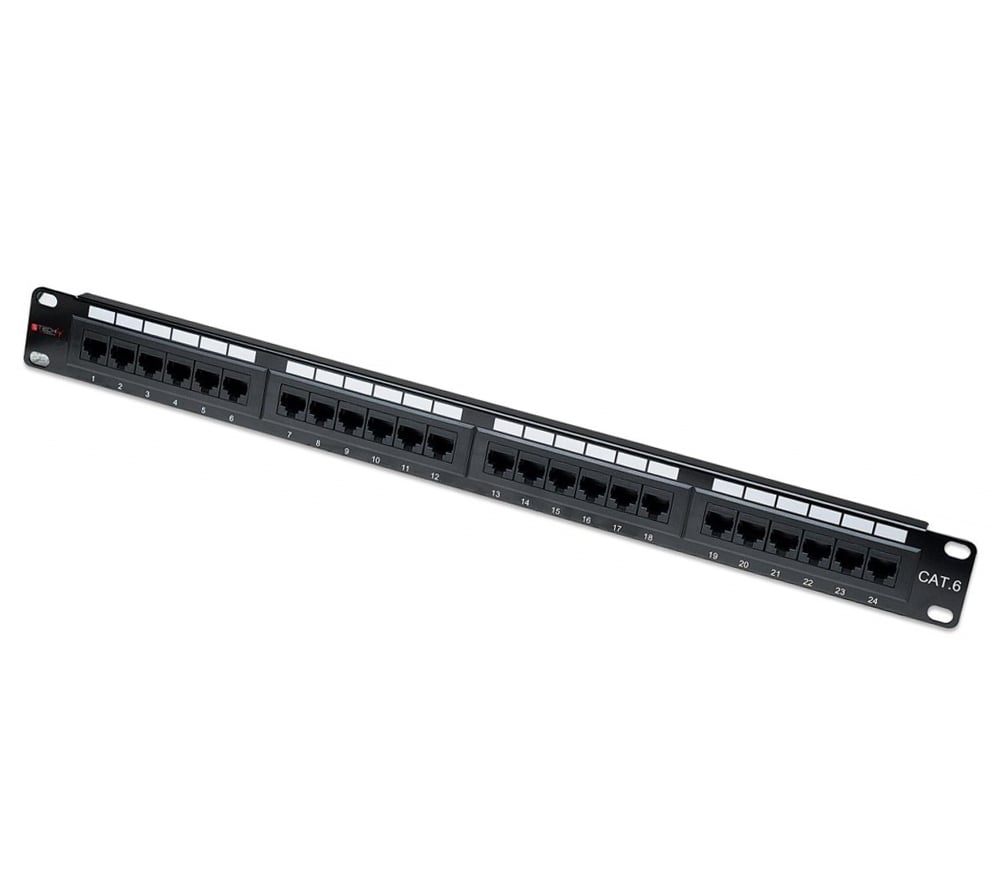 Pannello Patch UTP 24 Posti RJ45 Cat.6 con barra gestione cavi