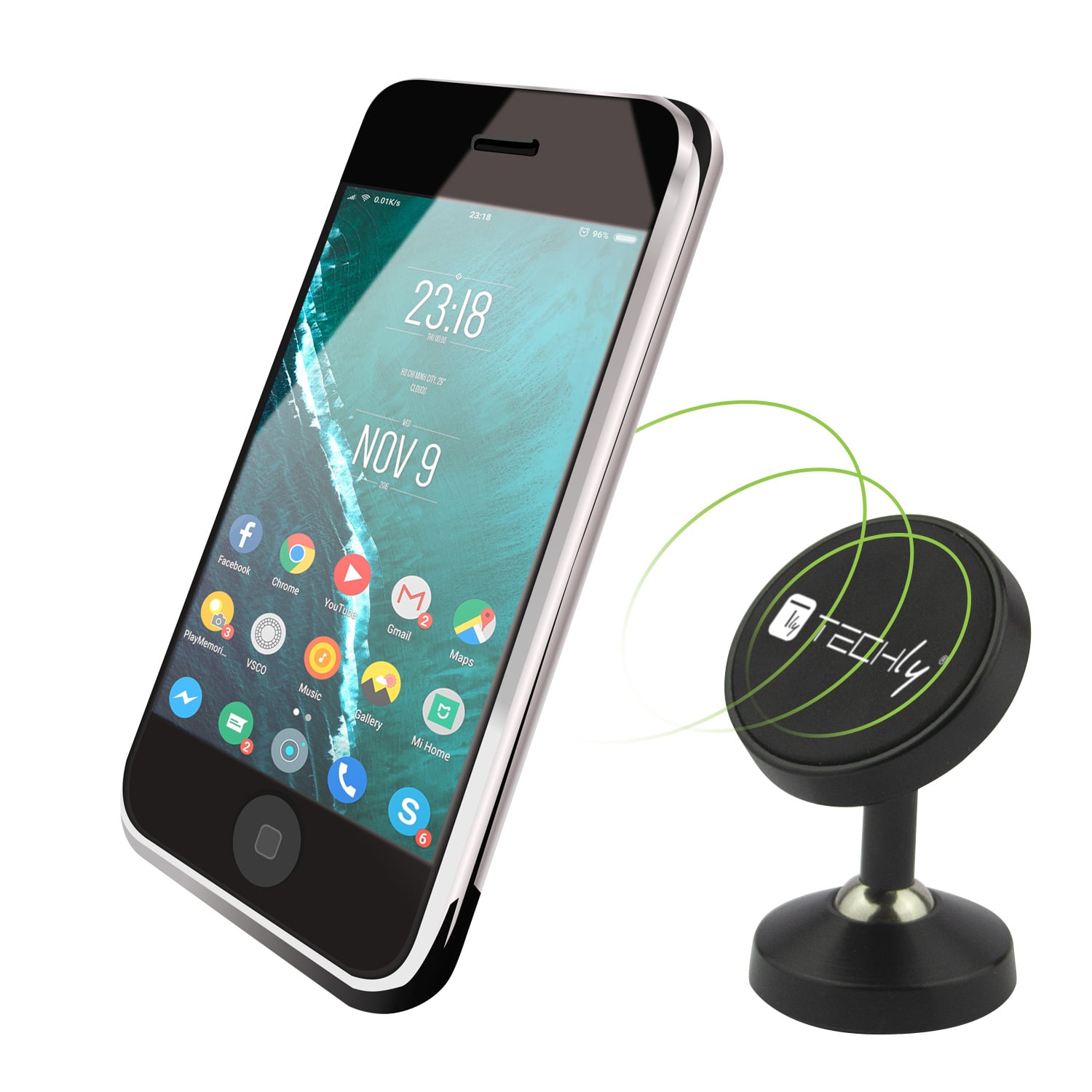Supporto Smartphone Magnetico con Doppio Snodo Metallico 360°