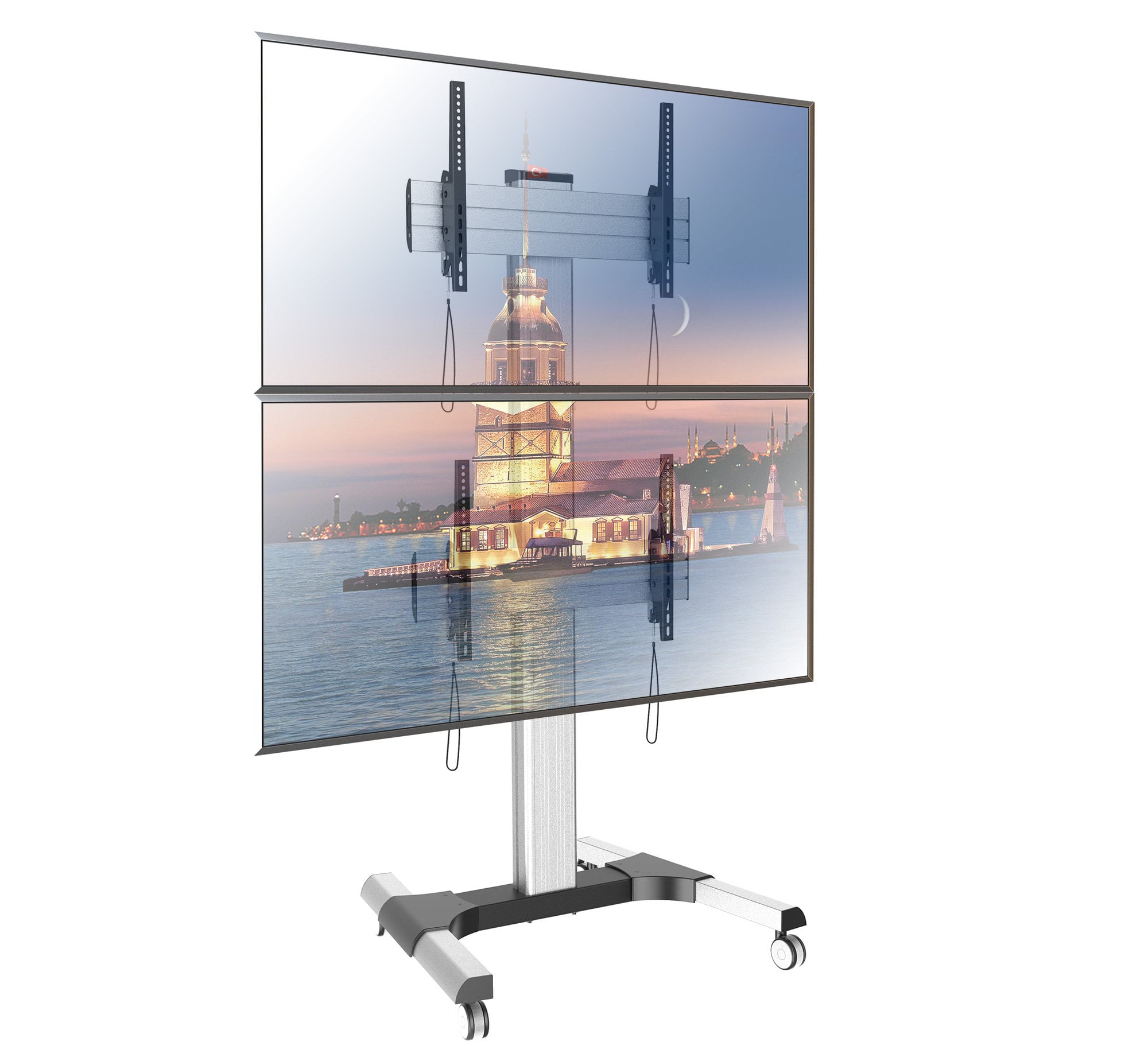 Supporto a Pavimento per 2 TV LCD/LED 32-60'' per Video Wall