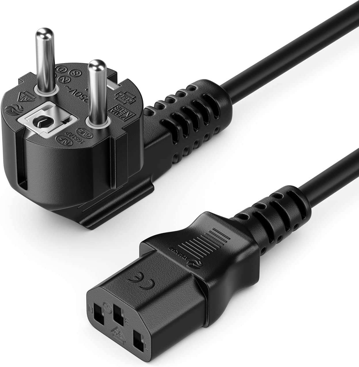 Cavo alimentazione C13 F a Schuko angolato 1m nero