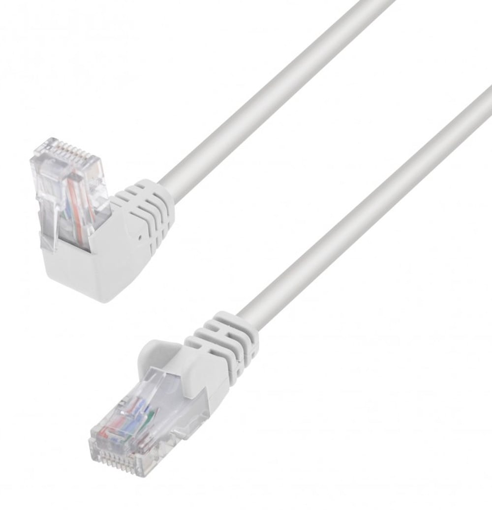 Cavo di Rete Patch Connettore Angolato 90° CCA Cat. 5E UTP 1m Bianco