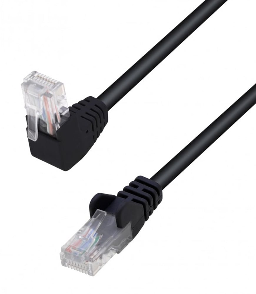Cavo di Rete Patch Connettore Angolato 90° CCA Cat. 5E UTP 3 metri Nero