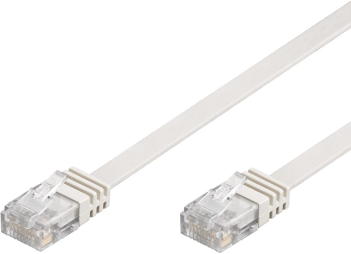 Cavo di Rete Patch Piatto in CCA Cat.5E Bianco UTP 0,5m