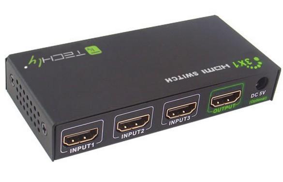 Switch HDMI 3 IN 1 OUT con Telecomando 4K UHD 3D
