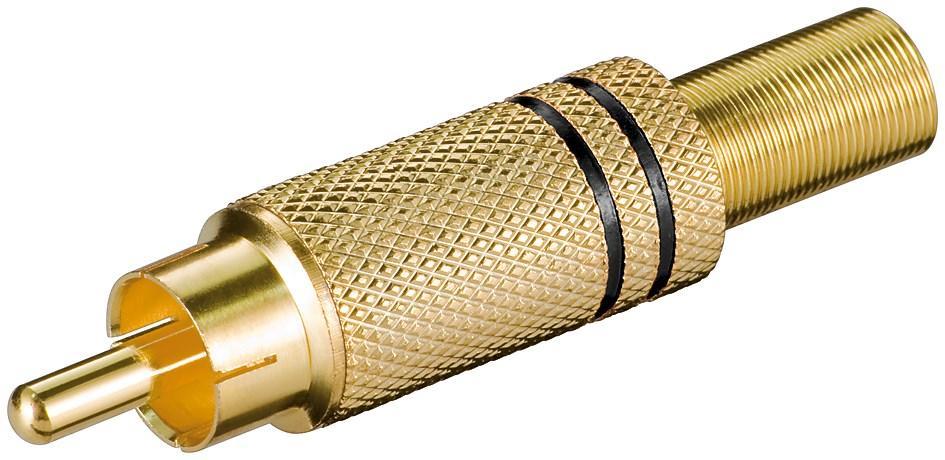 Connettore Audio RCA Maschio Dorato, Nero