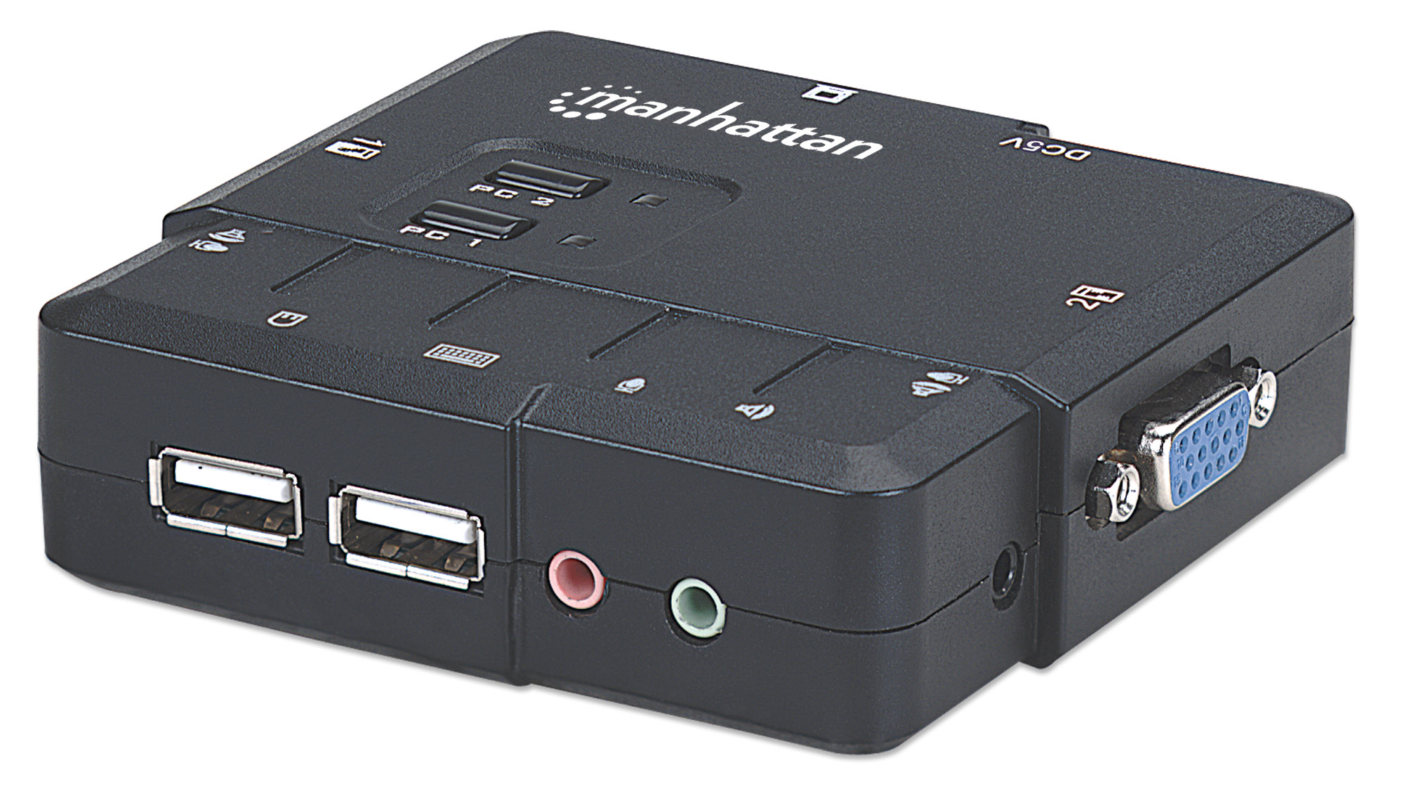 KVM Switch 2 Porte USB/Audio Nero