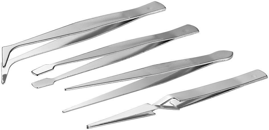 Set 4 pinzette di precisione in acciaio inossidabile
