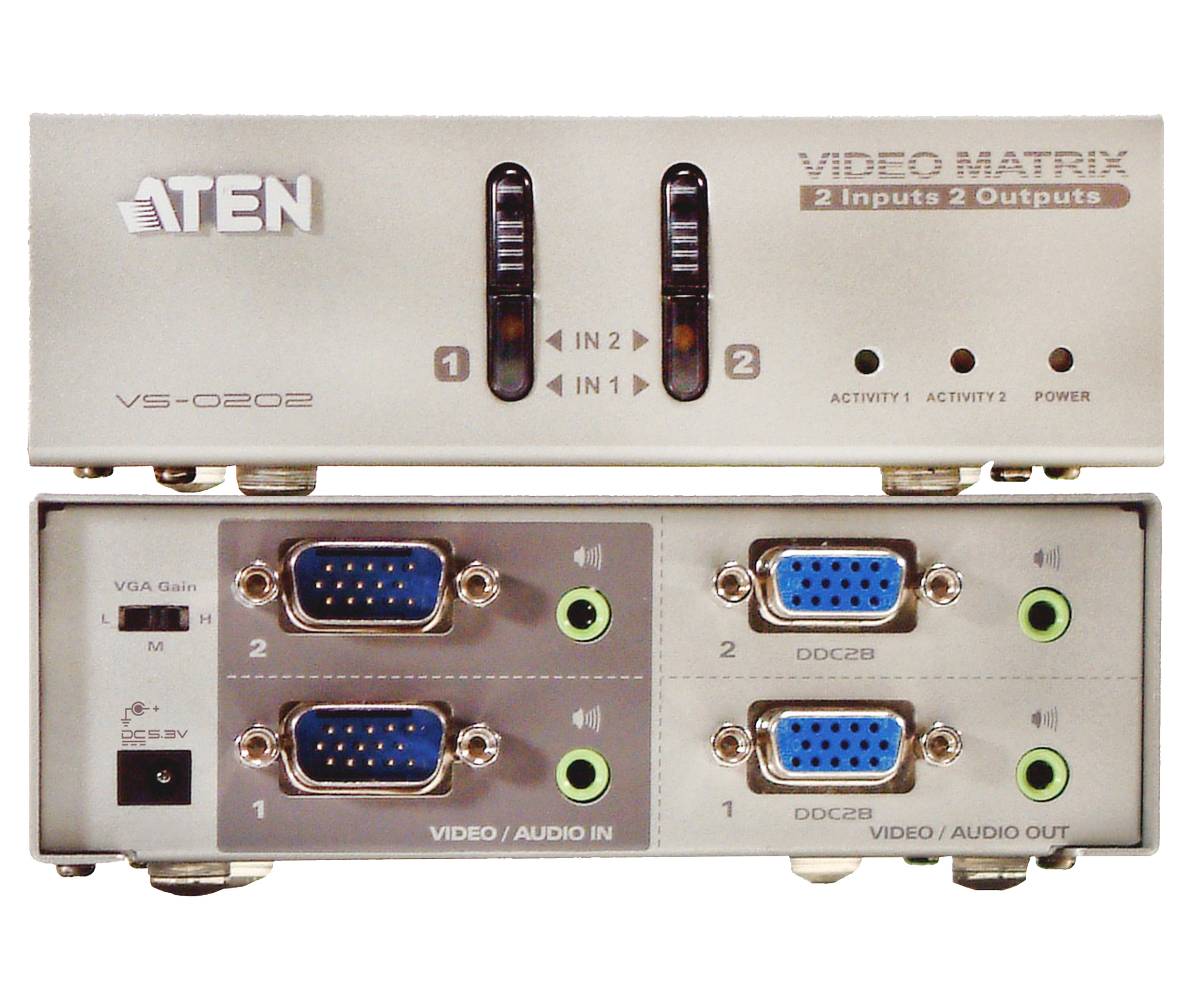 Lo switch video matrix VS0202 consente di instradare l’audio e il video di 2 computer su 2 monitor, proiettori e altoparlanti. Ideale per presentazioni e applicazioni dove le informazioni provenienti da più computer vengono trasmesse a più d