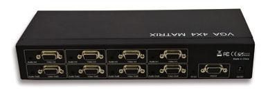 Splitter Matrice VGA 4 ingressi 4 Uscite con audio, permette con estrema versatilità di gestire gli ingressi e le uscite video invertendo le connessioni eliminando i fastidiosi spostamenti di cavi.Supportando anche l audio è particolarmente