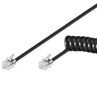 Cavo telefonico spiralato per cornetta 4mt RJ10 4P4C Nero