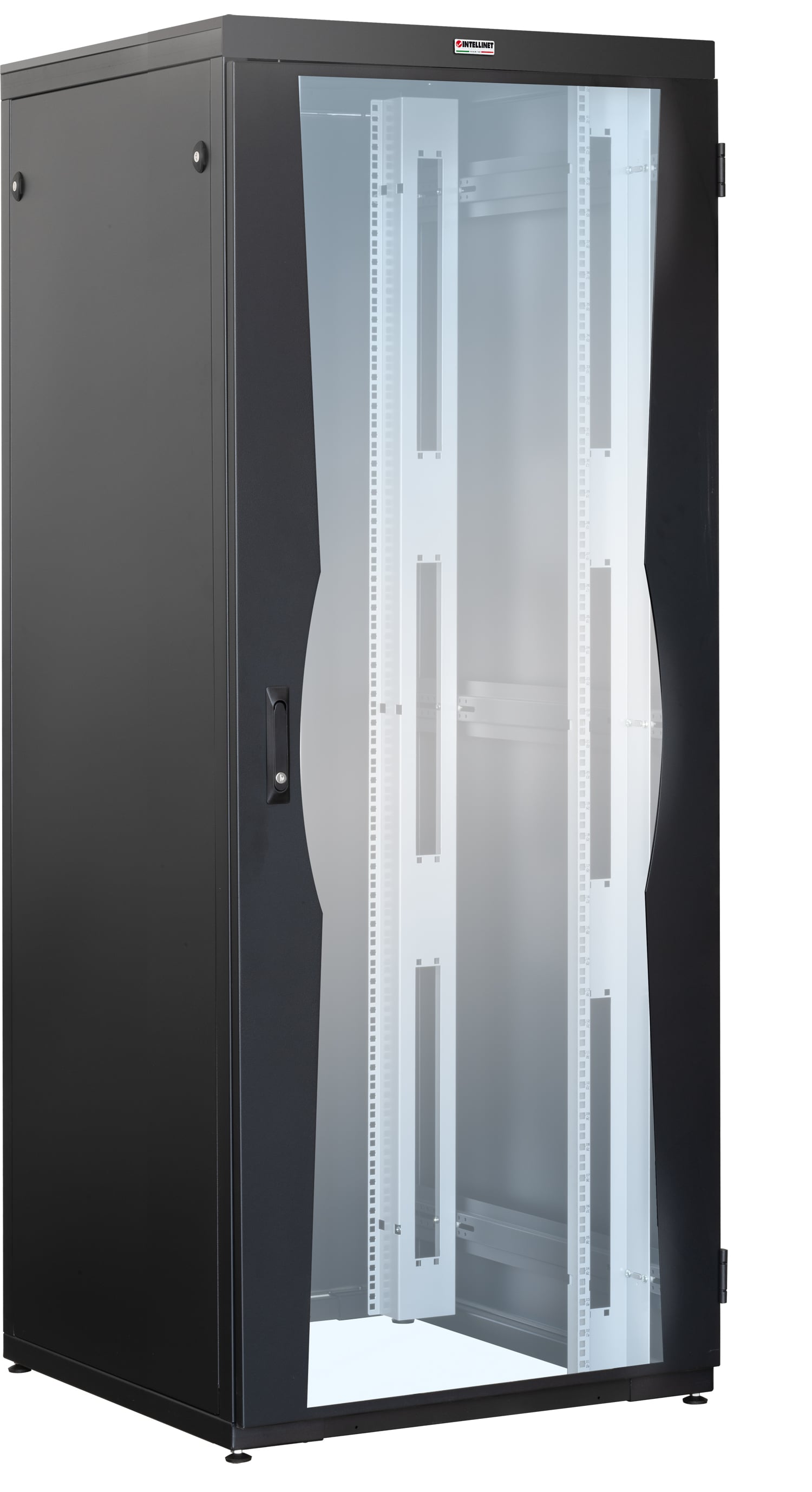 Questa linea di armadi rack a pavimento Intellinet rappresentano una novità assoluta dal momento che l’armadio viene fornito in kit di montaggio e può venire facilmente e rapidamente assemblato direttamente nel luogo di installazione; seguen