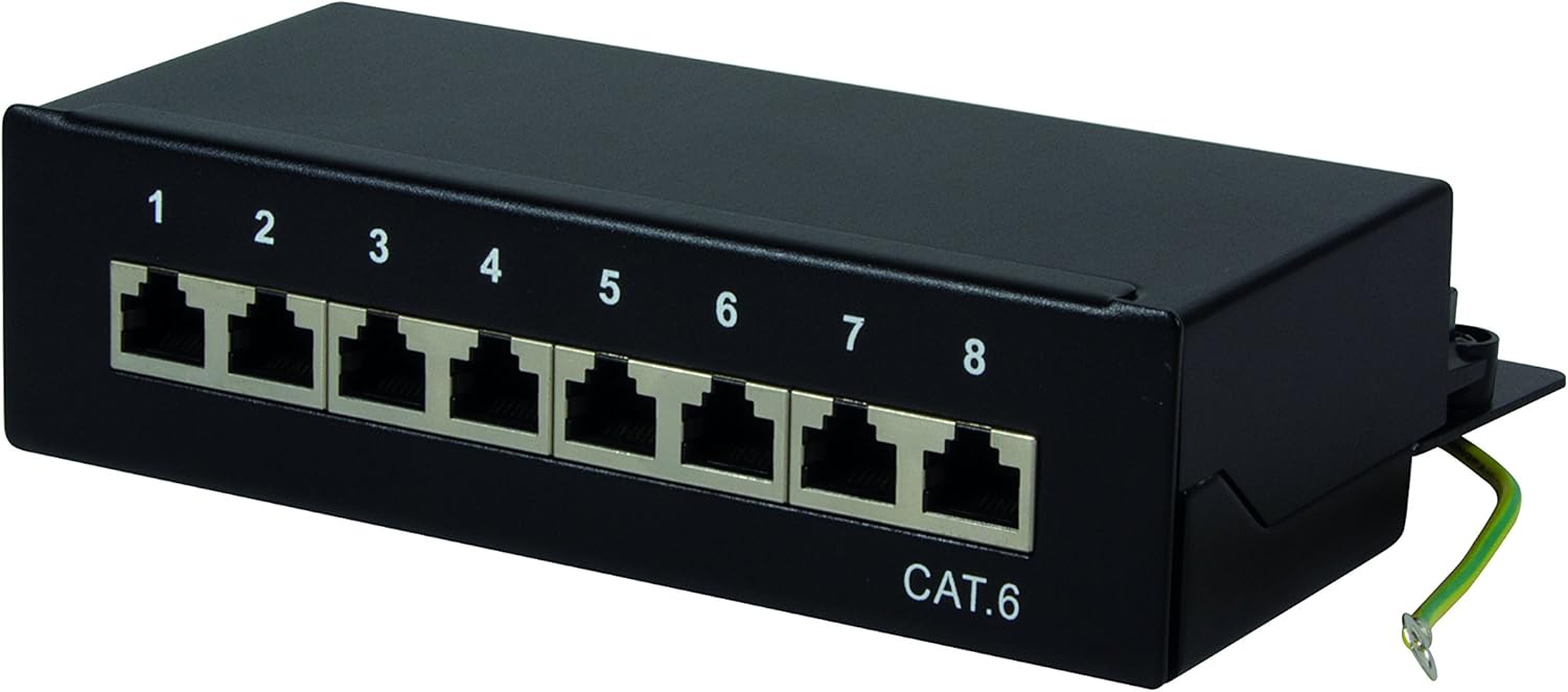 Pannello Patch 8 Porte Cat. 6 STP Nero