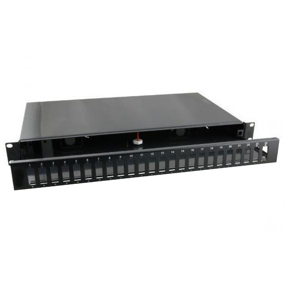Cassetto Ottico 19'' 24 porte SC Duplex Nero Fisso