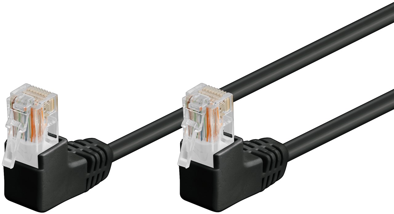Cavo di rete Patch Angolato 90° CCA Cat. 5e Nero UTP 3 m