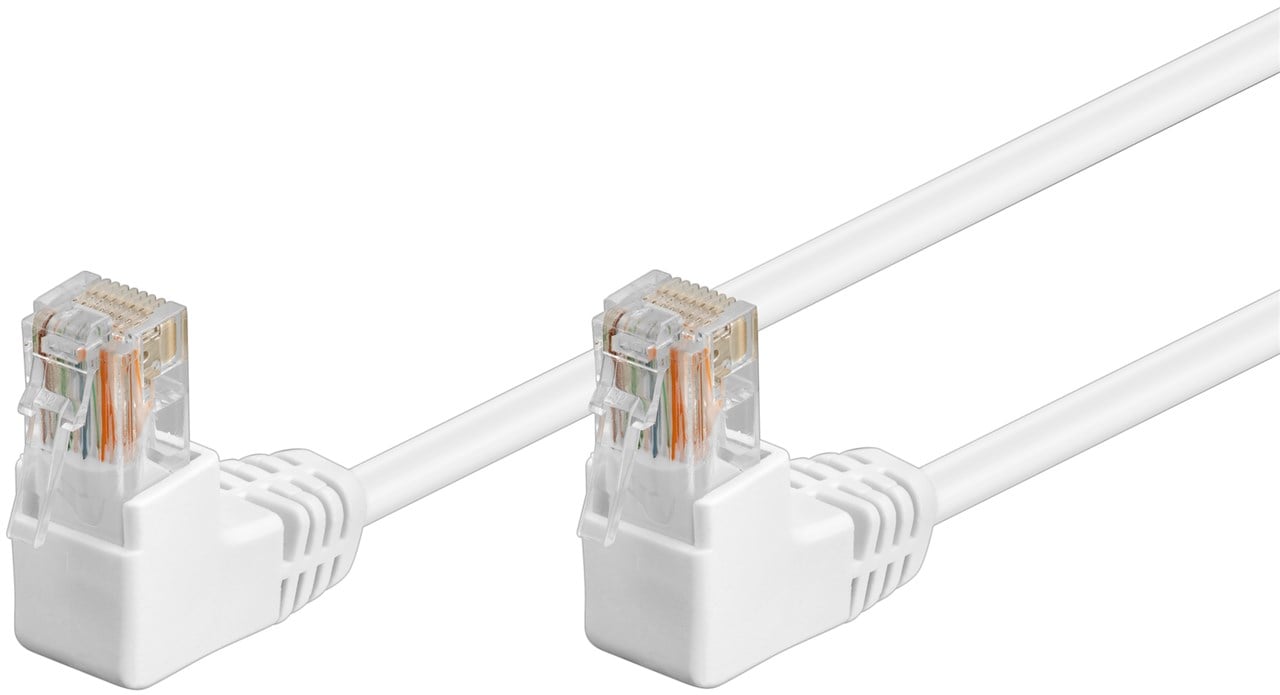 Cavo di rete Patch Angolato 90° CCA Cat. 5e Bianco UTP 0,25 m