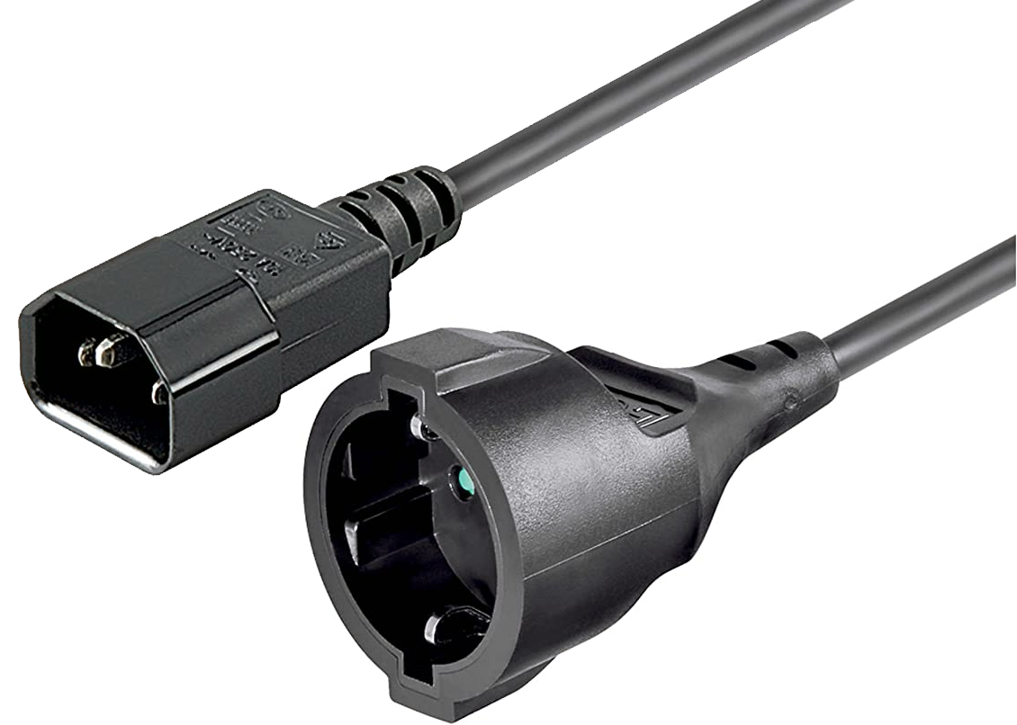 Cavo di Alimentazione VDE C14 Maschio / Schuko Femmina 1,5m Nero