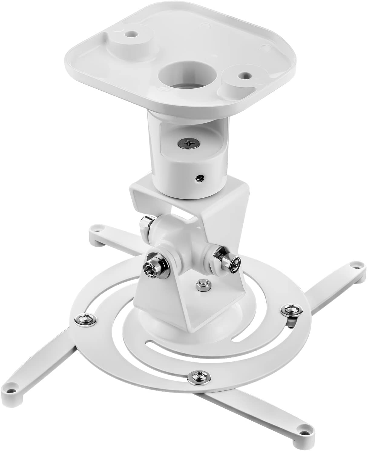 ICA-PM 100WH è un supporto a soffitto universale per proiettori fino a 10 kg. Offre un posizionamento multidirezionale con quattro bracci di supporto regolabili che possono adattarsi ad una vasta gamma di fori di montaggio. I cavi necessari al mont