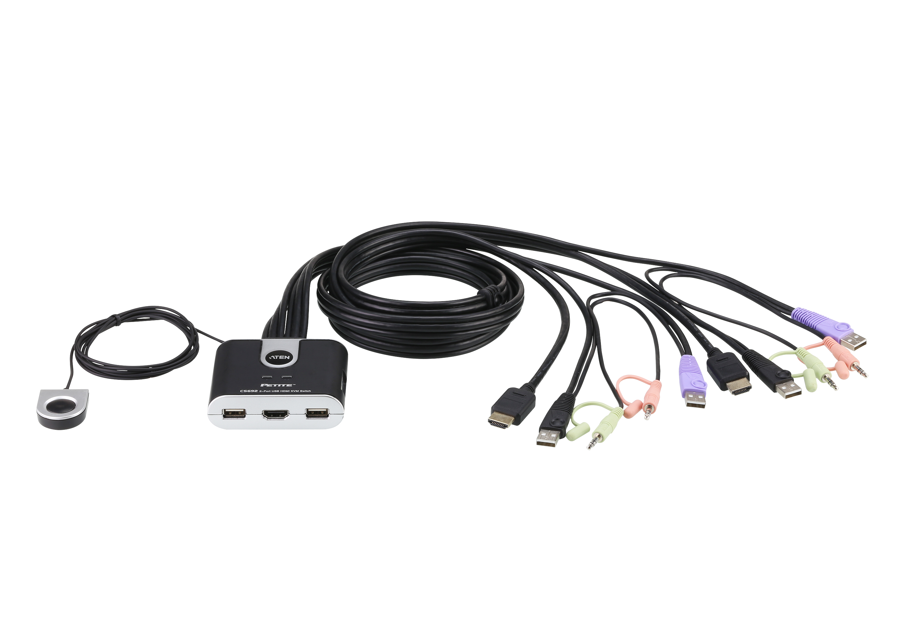 Lo switch KVM USB HD IDATA CS-692 collega due PC o dispositivi HD ad una singola console con tastiera USB, mouse USB e schermo HD. Costituisce un enorme passo avanti rispetto ai modelli KVM cablati precedenti della serie Petite. Offre piene funzionalit&ag