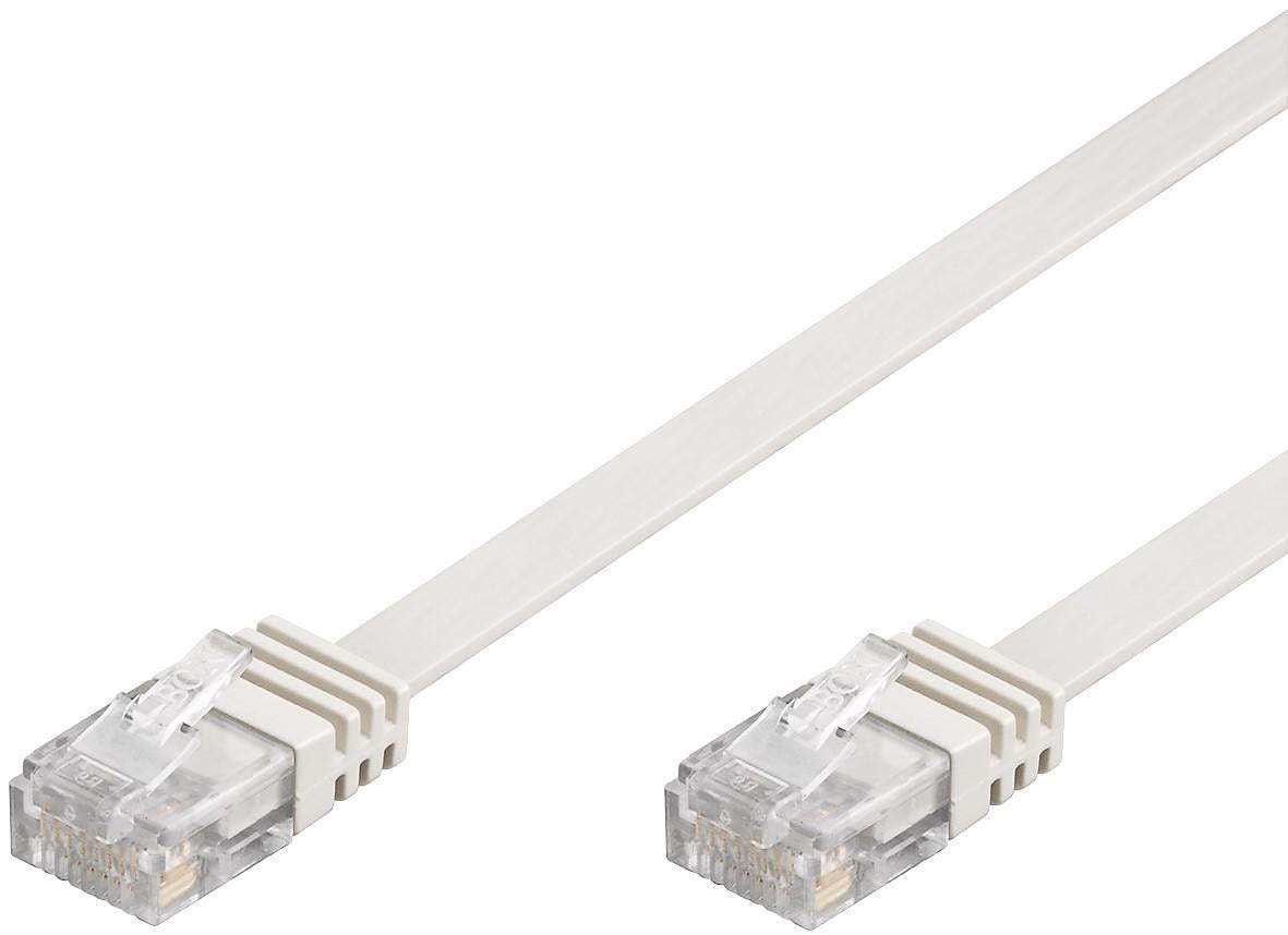 Cavo di Rete Patch Piatto in Rame Cat.6 UTP 3 metri Bianco