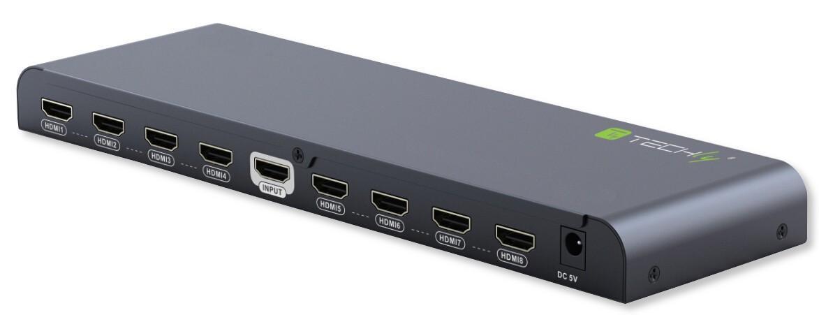 Lo splitter HDMI IDATA HDMI2-4K8 distribuisce simultaneamente l immagine e il suono di una sorgente HDMI (come un lettore Blu-ray, PS3 o dispositivi simili) fino a 8 schermi (come televisori LED / Plasma e Proiettori). Lo splitter è compatibile con