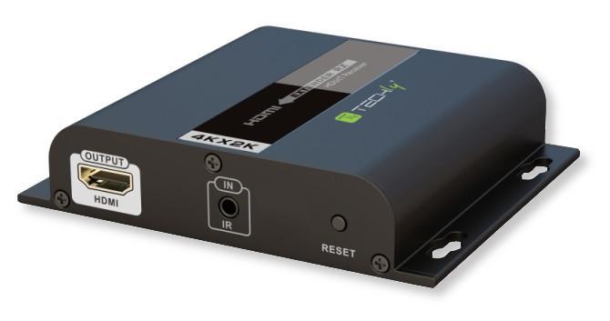 Ricevitore extender HDMI che applica la tecnologia HDbitT per trasmettere il segnale HDMI su singolo cavo CAT5 / 5e / 6 per raggiungere una distanza di trasmissione fino a 120 metri. La risoluzione massima supportata è 4Kx2K (3840x2160 @ 30Hz) e si