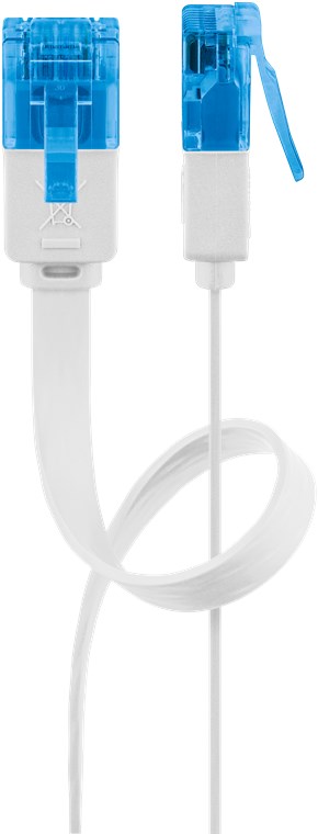 Cavo di Rete Patch Piatto in Rame Cat.6A UTP 1m Bianco