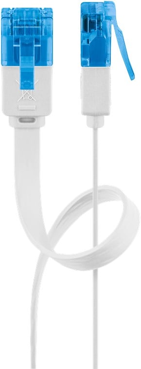 Cavo di Rete Patch Piatto in Rame Cat.6A UTP 3 metri Bianco