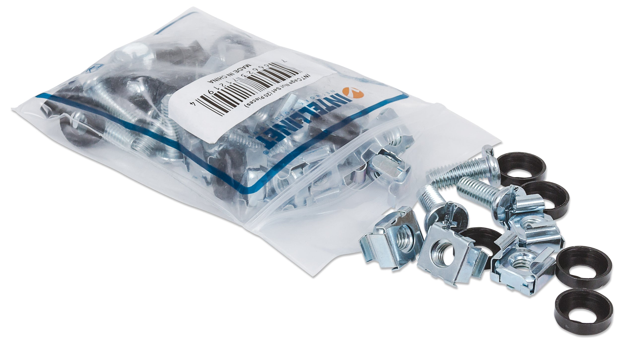 Kit Set 20 Viti, 20 Dadi e 20 Rondelle per Montaggio Rack Silver