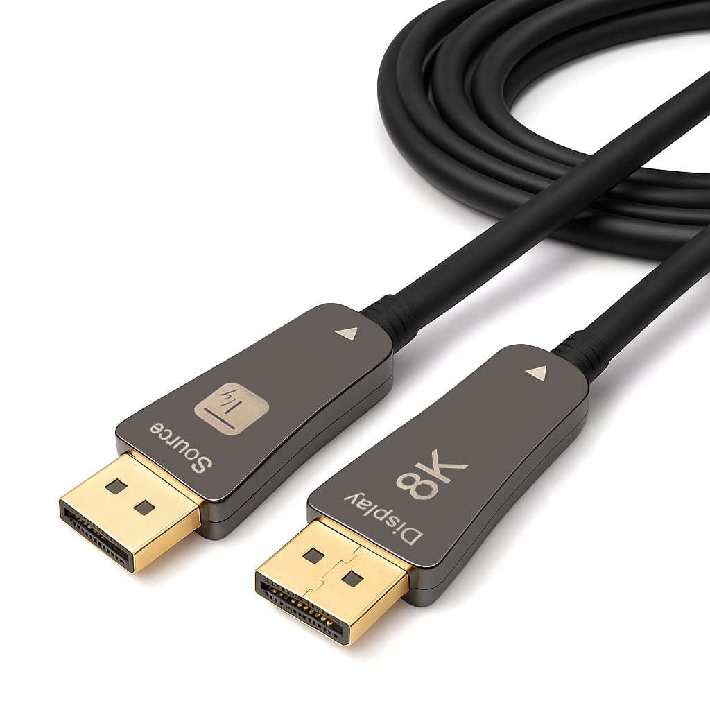 La tecnologia in fibra ottica consente ai cavi ottici attivi (AOC) di trasmettere segnali di dati a larghezza di banda ultra elevata su distanze che il rame non può raggiungere. I cavi in rame faticano a trasmettere 4K@60Hz a 5 metri e, per raggiun