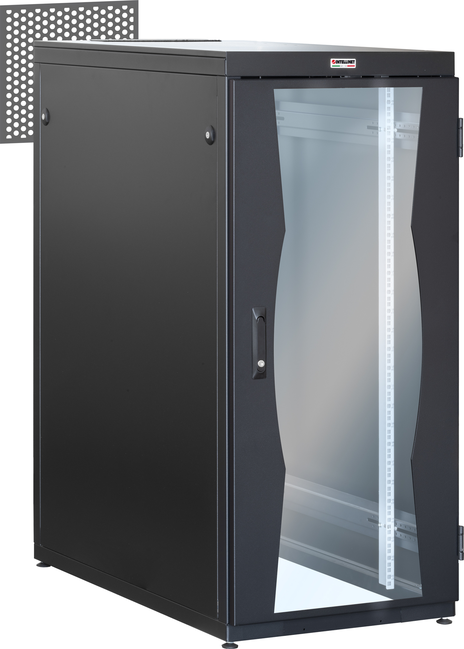 Questa linea di armadi rack a pavimento Intellinet rappresentano una novità assoluta dal momento che l’armadio viene fornito in kit di montaggio e può venire facilmente e rapidamente assemblato direttamente nel luogo di installazione; seguen