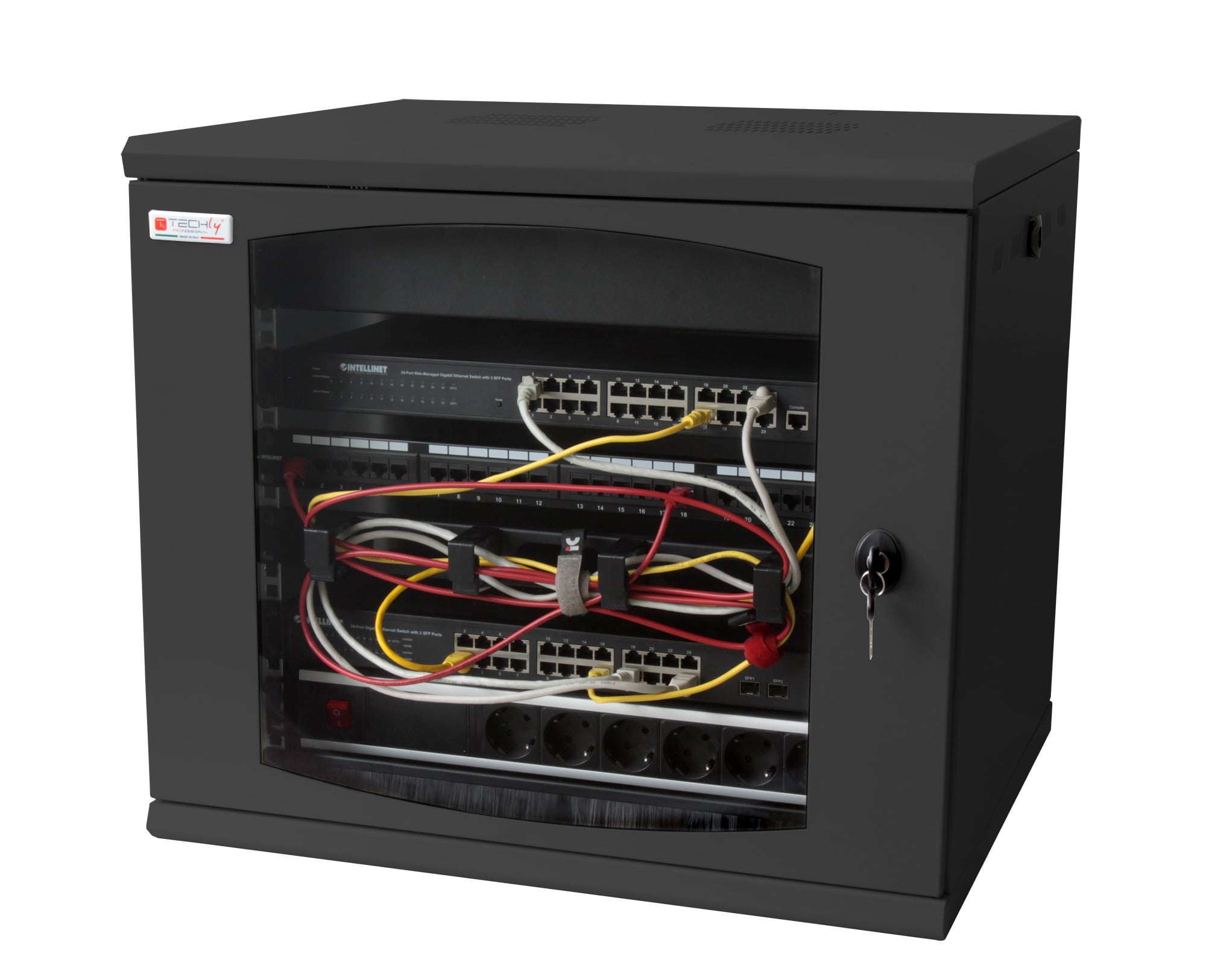 Armadio Rack 19'' a muro 16 unità sezione unica prof. 500mm Nero