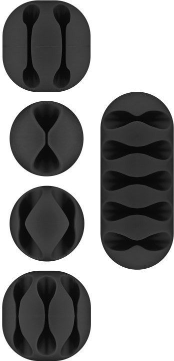 Clip Fermacavo Set da 5 pz Varie Misure Nero