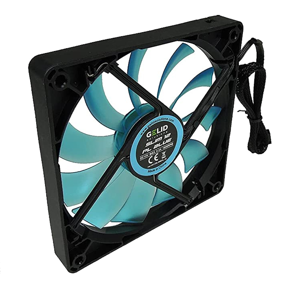 ICPU-GE-SLPL12 è dotata di un esclusivo cuscinetto Hydro Dynamic che garantisce un funzionamento silenzioso e una lunga durata. Come per ICPU-GE-SLUV12, la ventola di Slim 12 PL Blue è anch essa blu ma include un controllo PWM di alta qualit