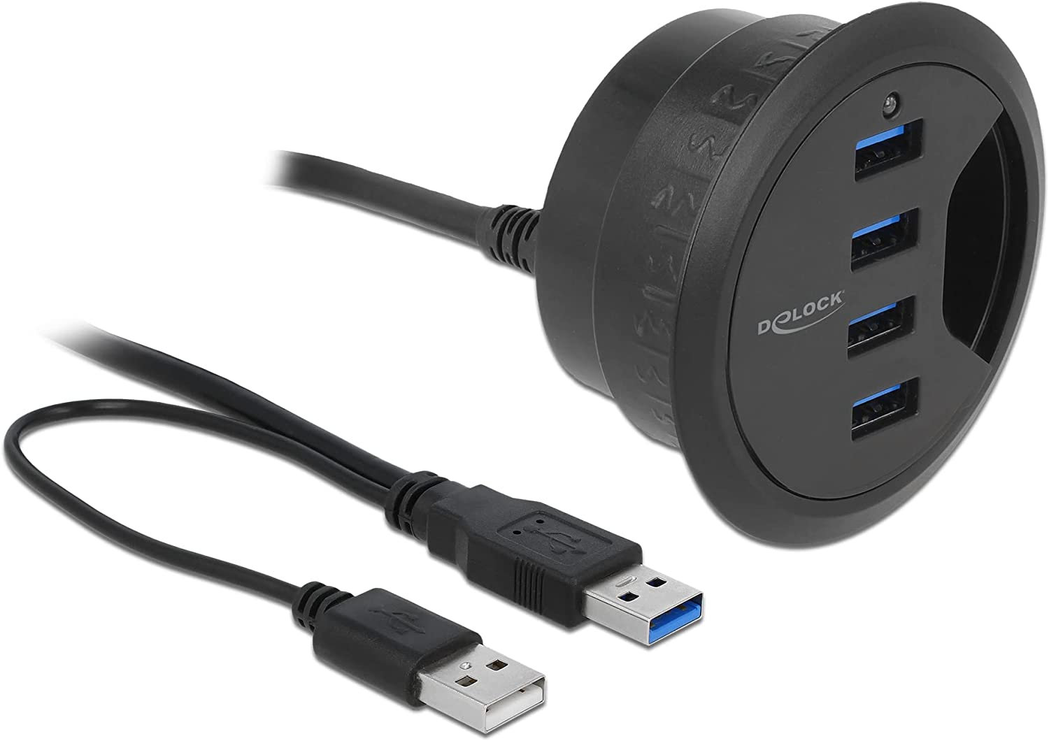 Questo hub Delock ad adattamento versatile permette di collegare in modo facile e veloce flash drive, fotocamere e molto altro, lasciando libero lo spazio attorno al computer. Può essere installato direttamente sulla scrivania e consente di condurr