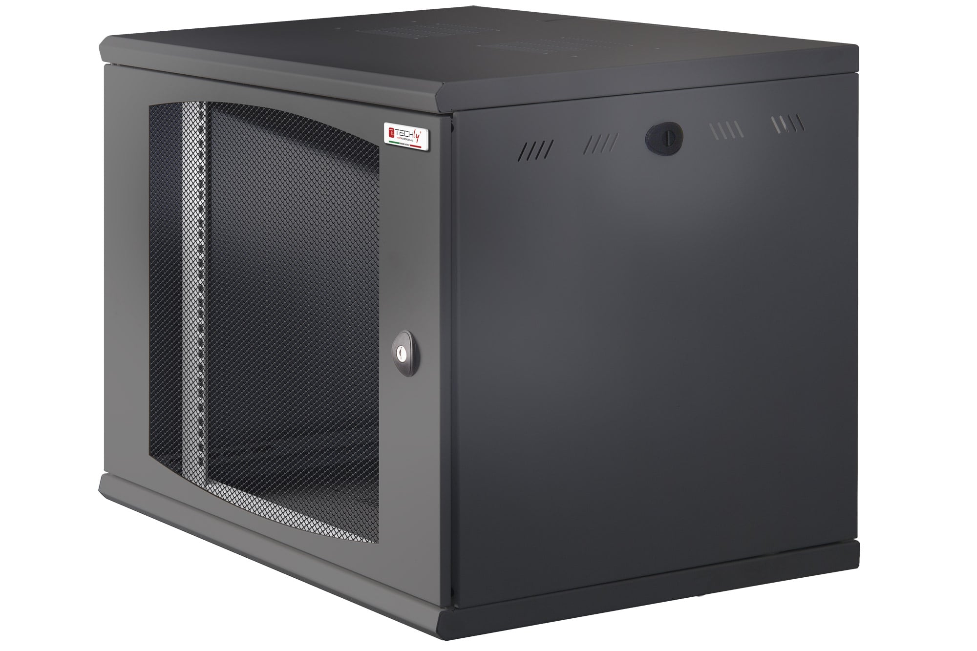 Armadio Rack 19'' a muro 6U sezione unica P 500mm Porta Grigliata Nero