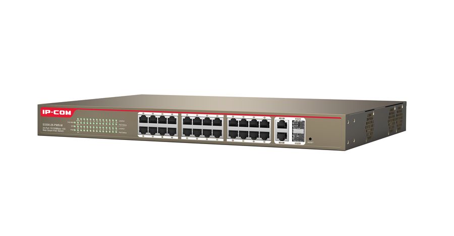 ICIP-S3300-26 è uno switch POE 24 porte 10/100 Mbps con + 2 porte combo RJ45 / SFP con supporto Web-Smart. Tutte le porte supportano POE (potenza massima totale: 370 W) Ideale per collegare e alimentare telecamere IP, telefoni IP e access point POE