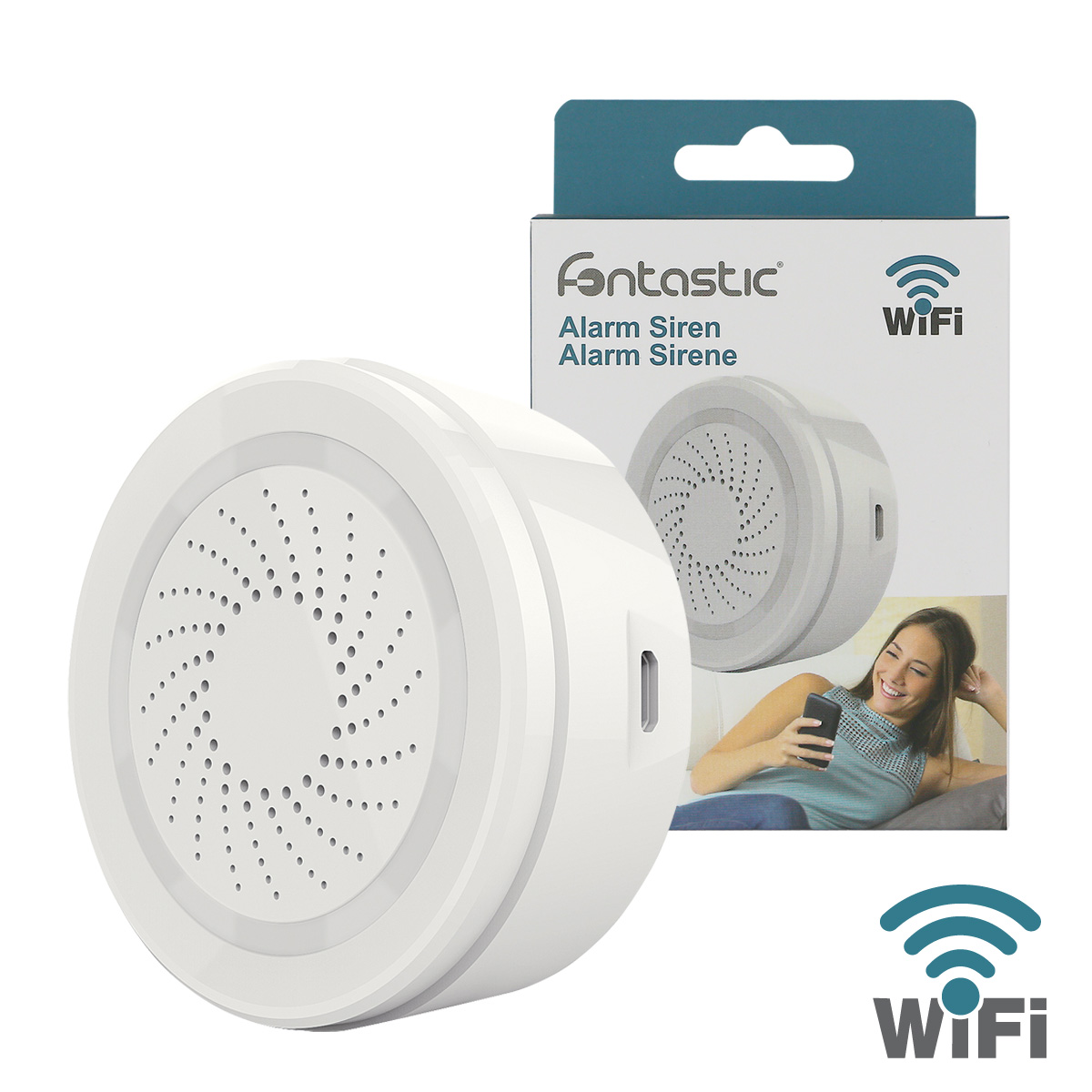 La sirena compatta per interni Fontastic Smart Home avvisa acusticamente e visivamente in caso di pericolo. Funge da trasmettitore di segnale aggiuntivo per tutti i sensori collegati a Fontastic Smart Home. Sono disponibili 8 suoni diversi, che possono es