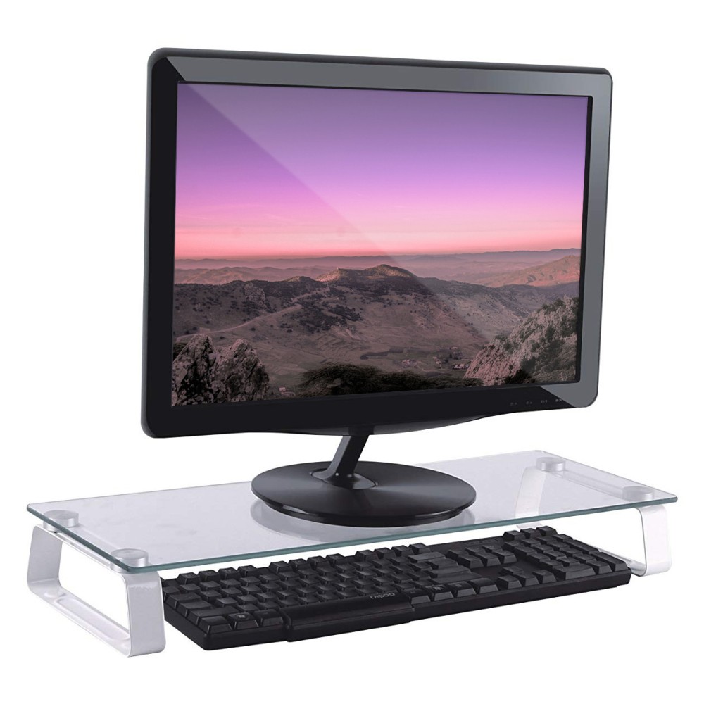 Stand da Scrivania per Monitor o Notebook in Vetro Trasparente