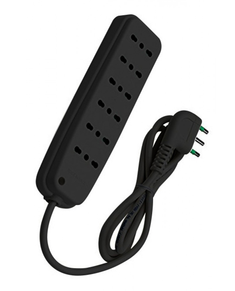 Multipresa 6 Posti con Spina Italiana Angolata Nero