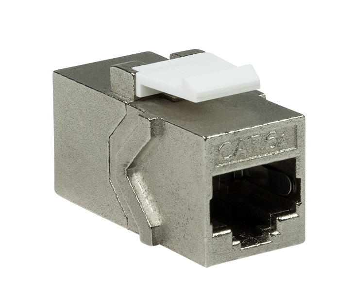 Accoppiatore Cat.6A Keystone 2xRJ45 STP Larghezza 17,35 Silver