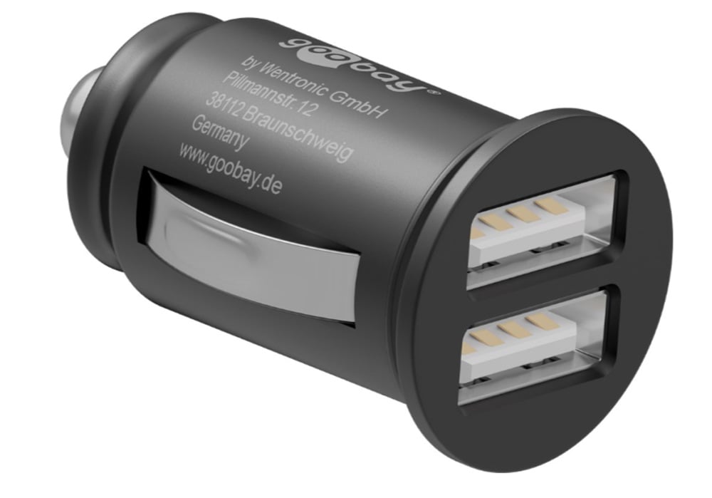 Caricatore Compatto da Auto/Camion 2 porte USB max.12W/2.4A Nero