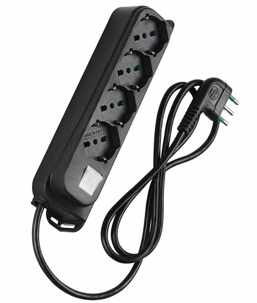 Multipresa 4 Posti Schuko con Interruttore e Cavo 1,5m Nero