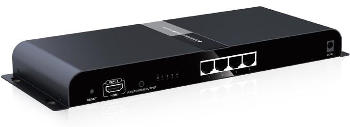 IDATA EXTIP-314V4 è uno splitter HDMI che consente di distribuire il segnale da una sorgente HDMI a 4 display HDMI su cavo CAT6/6a/7 tramite ricevitori compatibili (kit costituito da una base/trasmettitore e un ricevitore aggiuntivo). Supporta la t