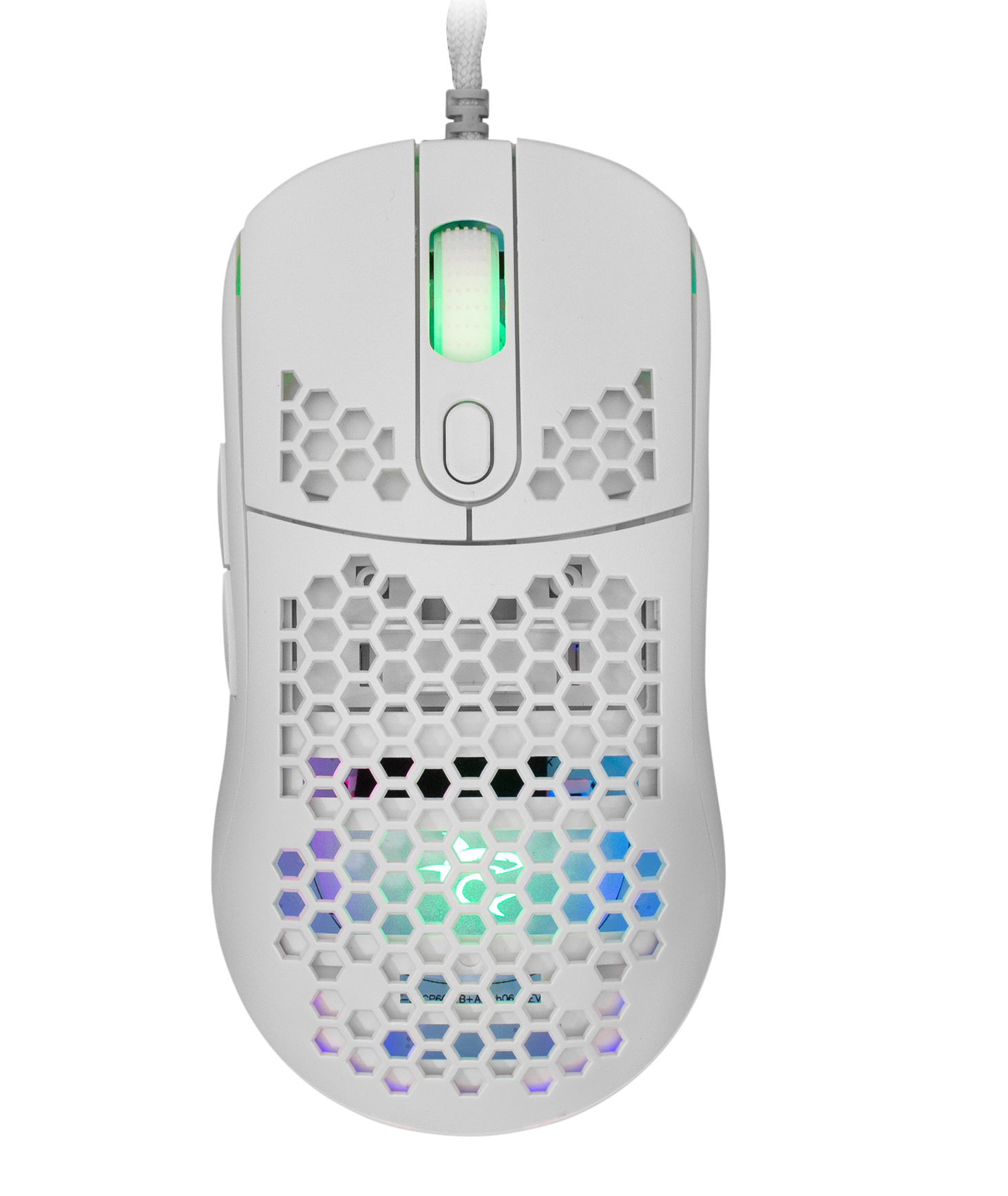 Mouse da gioco 6D, con 6 pulsanti. Chipset SUNPLUS 6651 interno con DPI regolabile fino a 6400 DPI. La caratteristica principale di questo modello è la sua leggerezza, pesa solo 101 g. Gli interruttori HUANO garantiscono una durata fino a 10 milion