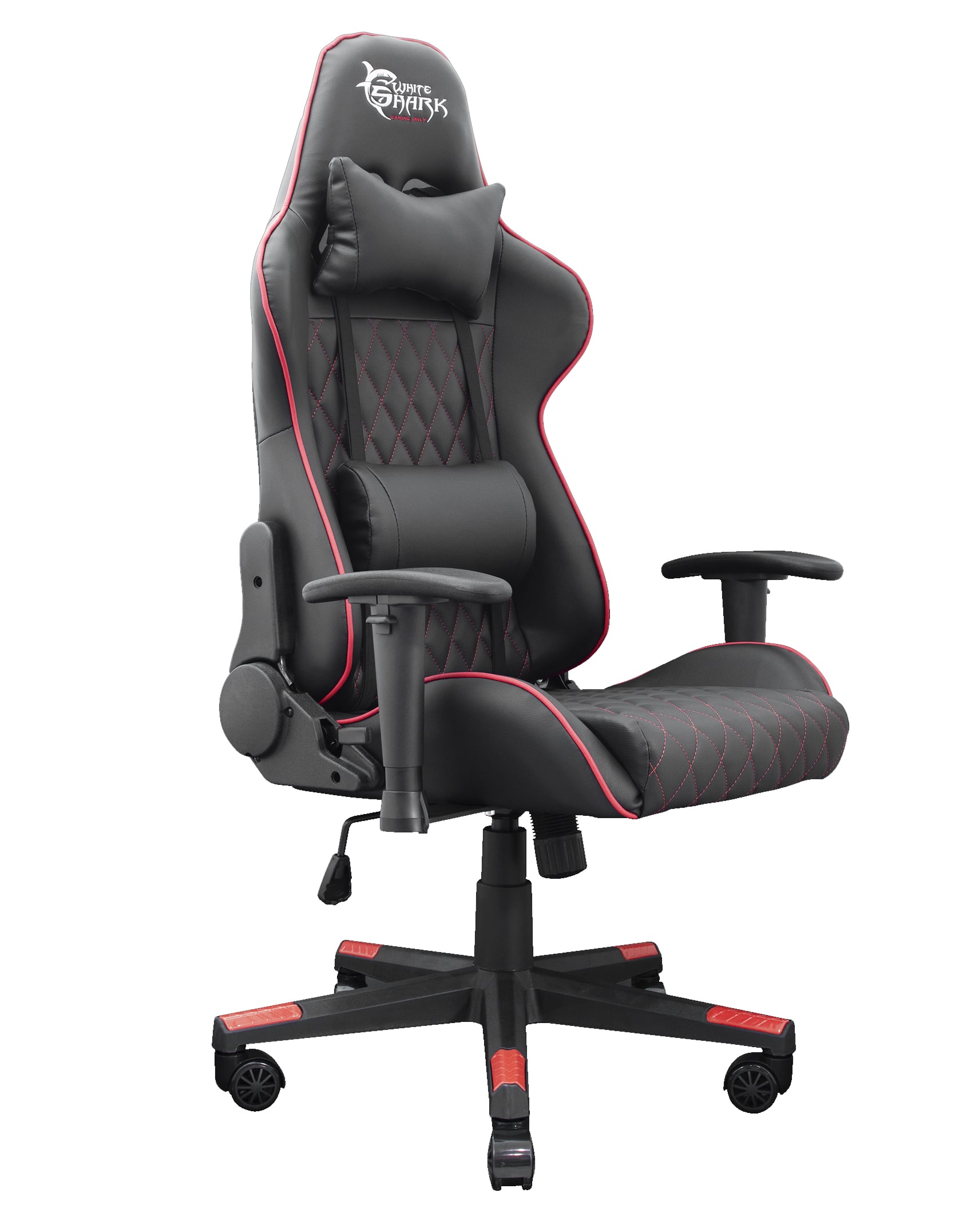 ICSB-RACERTWO è una sedia gaming con una superficie in poliestere e tessuto nera e rossa. I braccioli 2D possono essere ruotati o regolati in altezza. Anche l altezza della seduta può essere regolata con un meccanismo a molla a gas e la mani