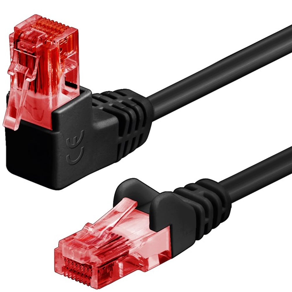 Cavo di rete Patch Connettore Angolato 90° CCA Cat.6 UTP 0,25m Nero