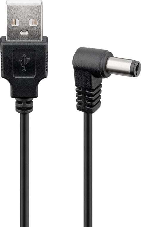 Cavo USB A Maschio a DC 5,5 x 2,1 mm Maschio Angolato 1m nero