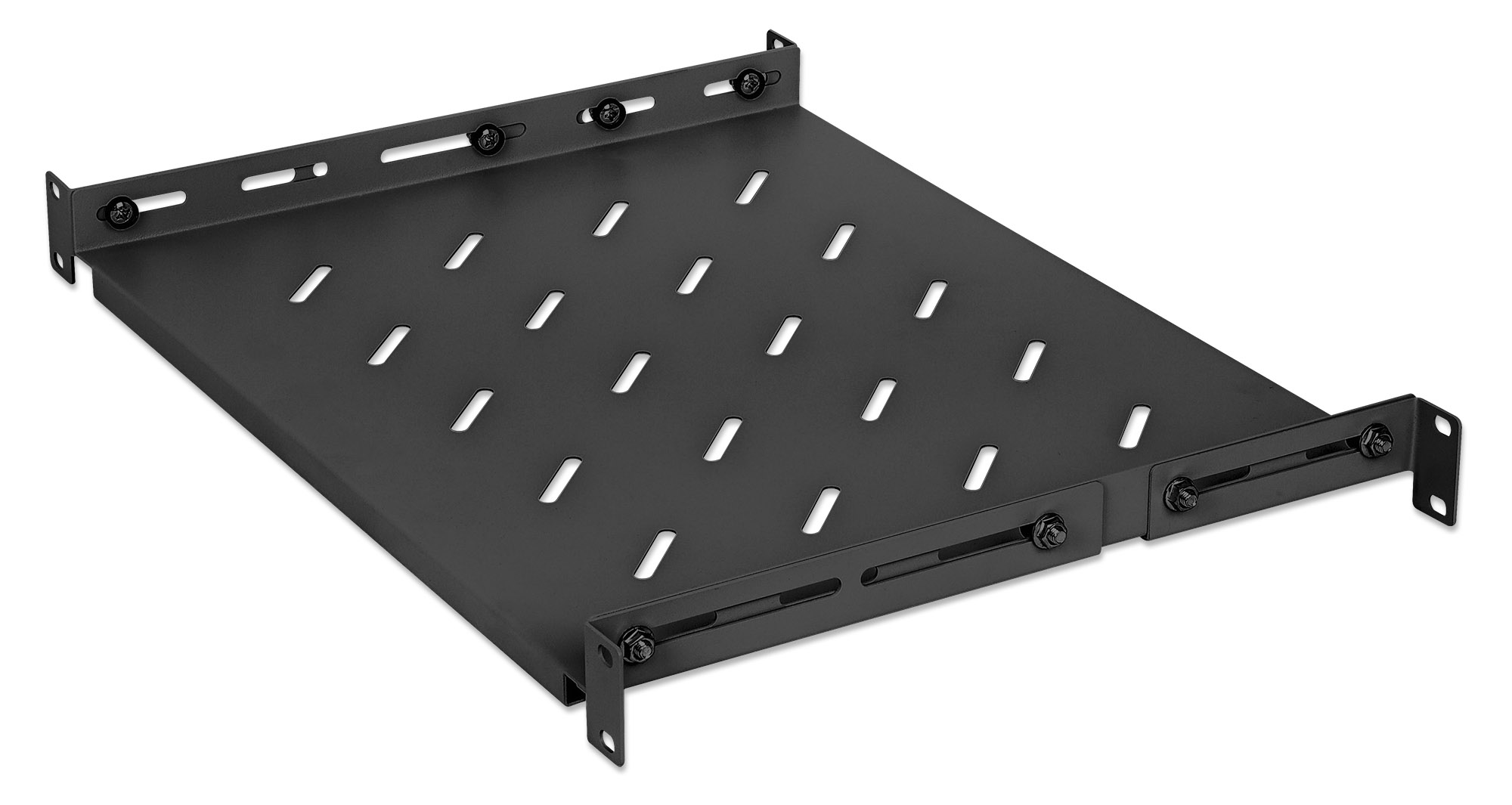 Mensola 19'' fissa con Profondità Regolabile da 350 a 550 mm 1U Nero