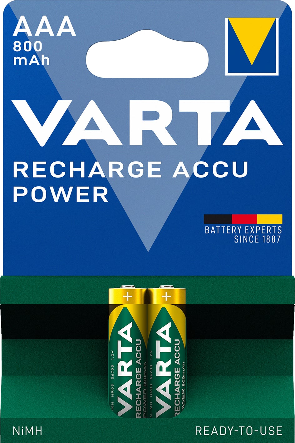Blister 2 Batterie Ricaricabili Mini Stilo AAA 800 mAh